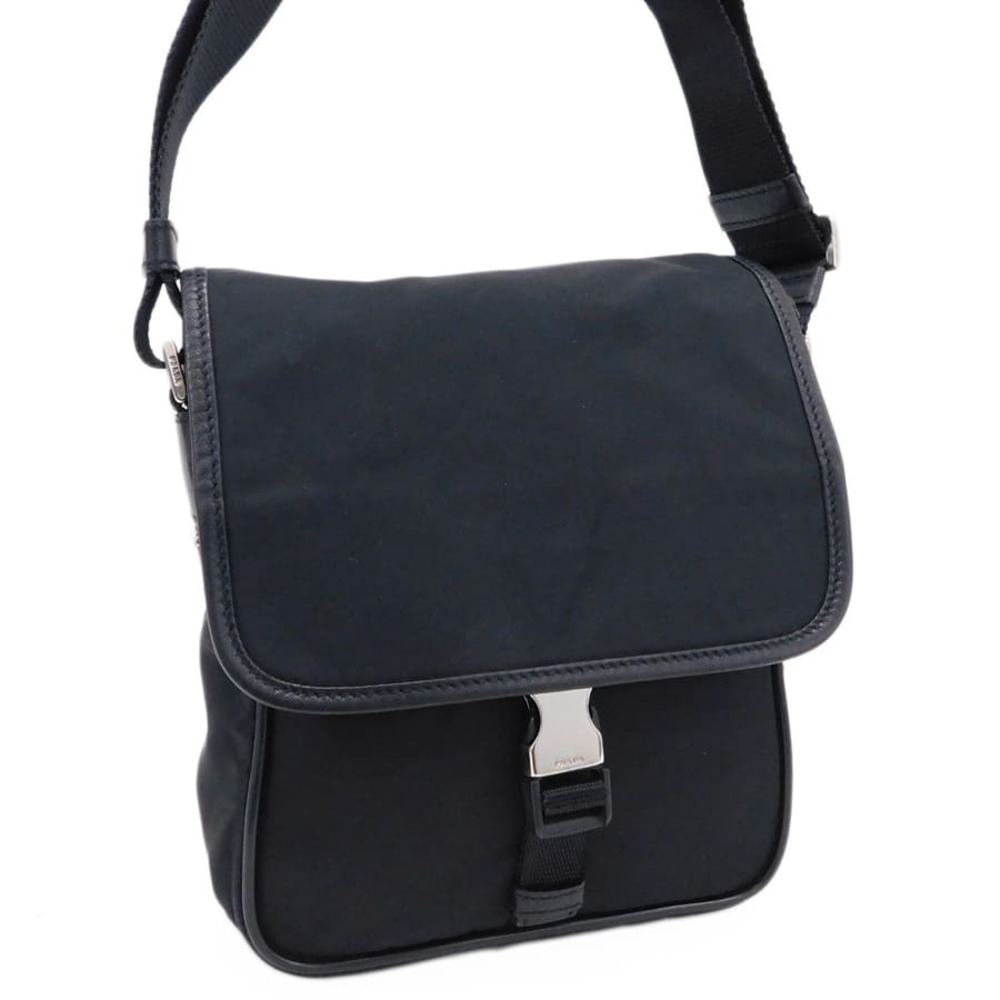 Prada Tessuto Shoulder Bag Black Leather Crossbody
